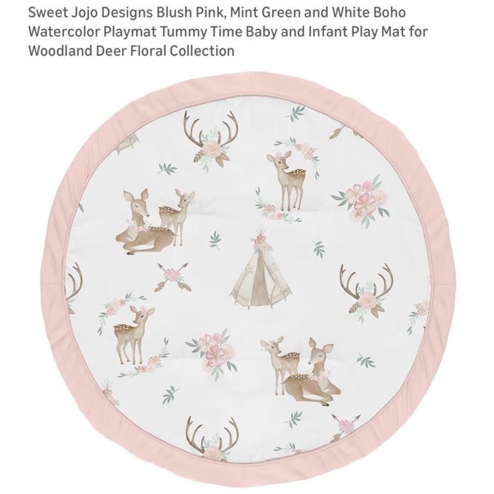 Sweet Jojo Designs Woodland Deer Floral Collection Play Mat Infant Tummy Time